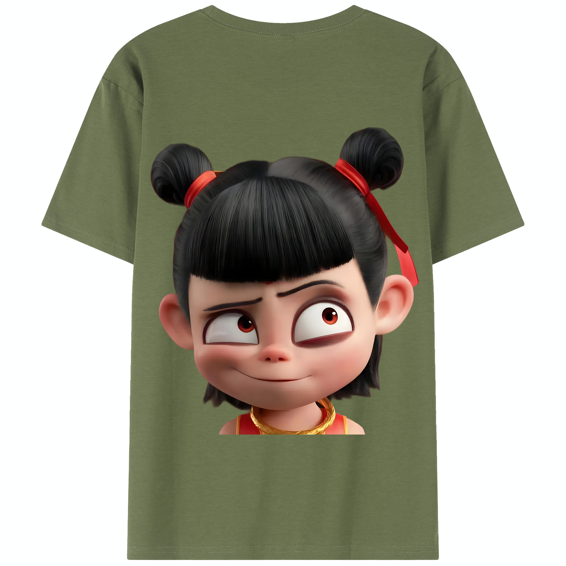 （画像用） Ne Zha 2 ナタ 魔童の大暴れ 綿100％半袖Tシャツ（背面プリント）